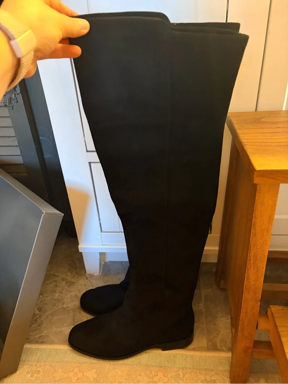 Ann Taylor Black Over-the-Knee Suede Boots